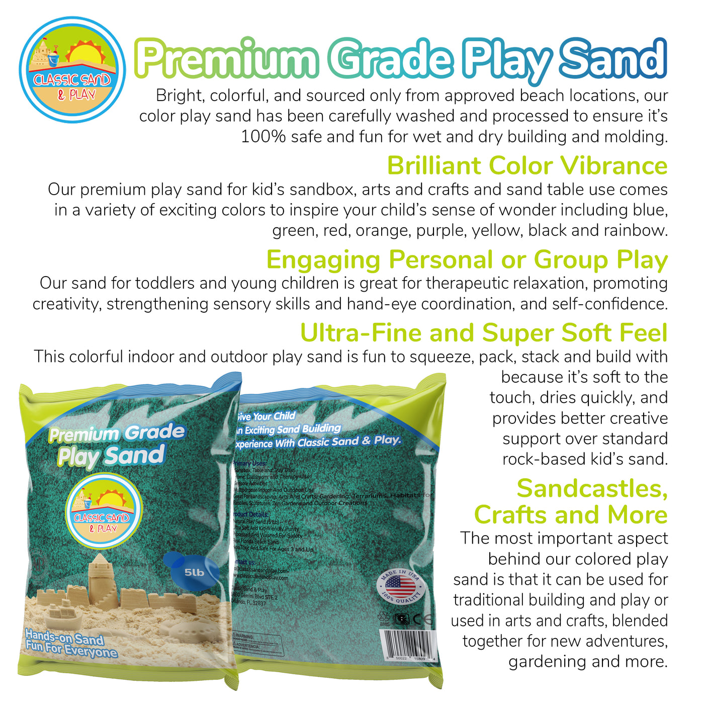 Play Sand Shell Cover Classic Sand and Play Colored Play Sand, 5 lb. Bag, Natural and Non-To ...