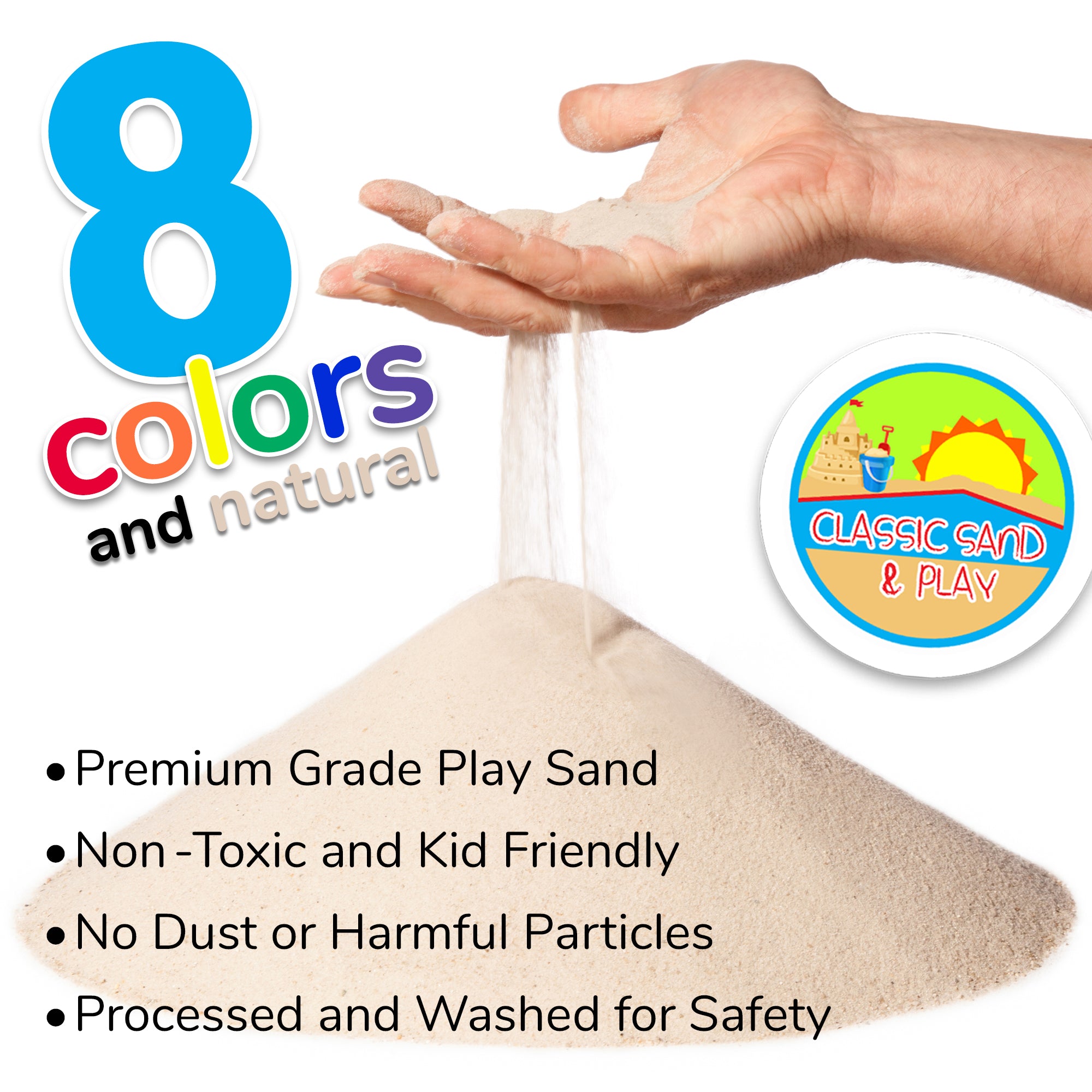 Color Fun Sand Classic Sand and Play Colored Play Sand, 20 lb. Bag, Natural and Non-T ...