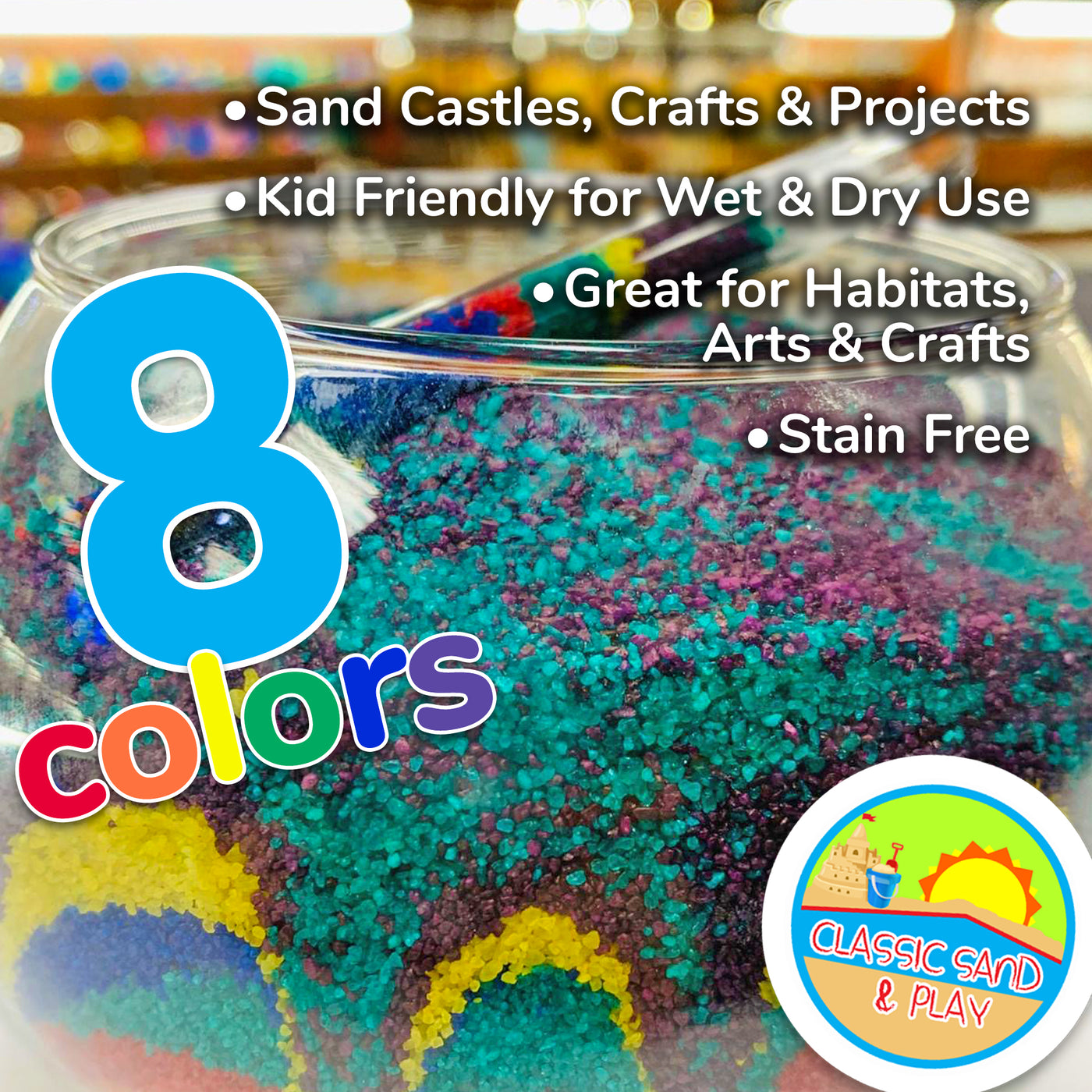 Color Fun Sand Classic Sand and Play Colored Play Sand, 20 lb. Bag, Natural and Non-T ...