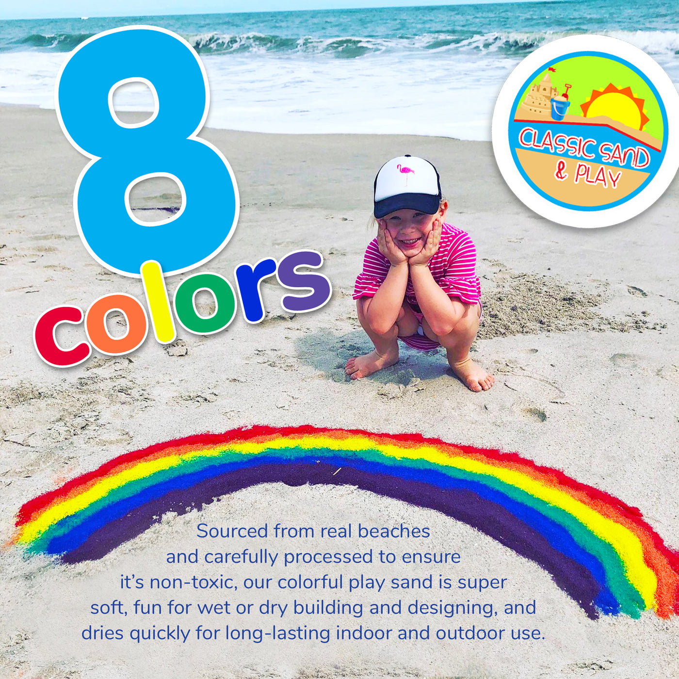 Color Fun Sand Classic Sand and Play Colored Play Sand, 20 lb. Bag, Natural and Non-T ...