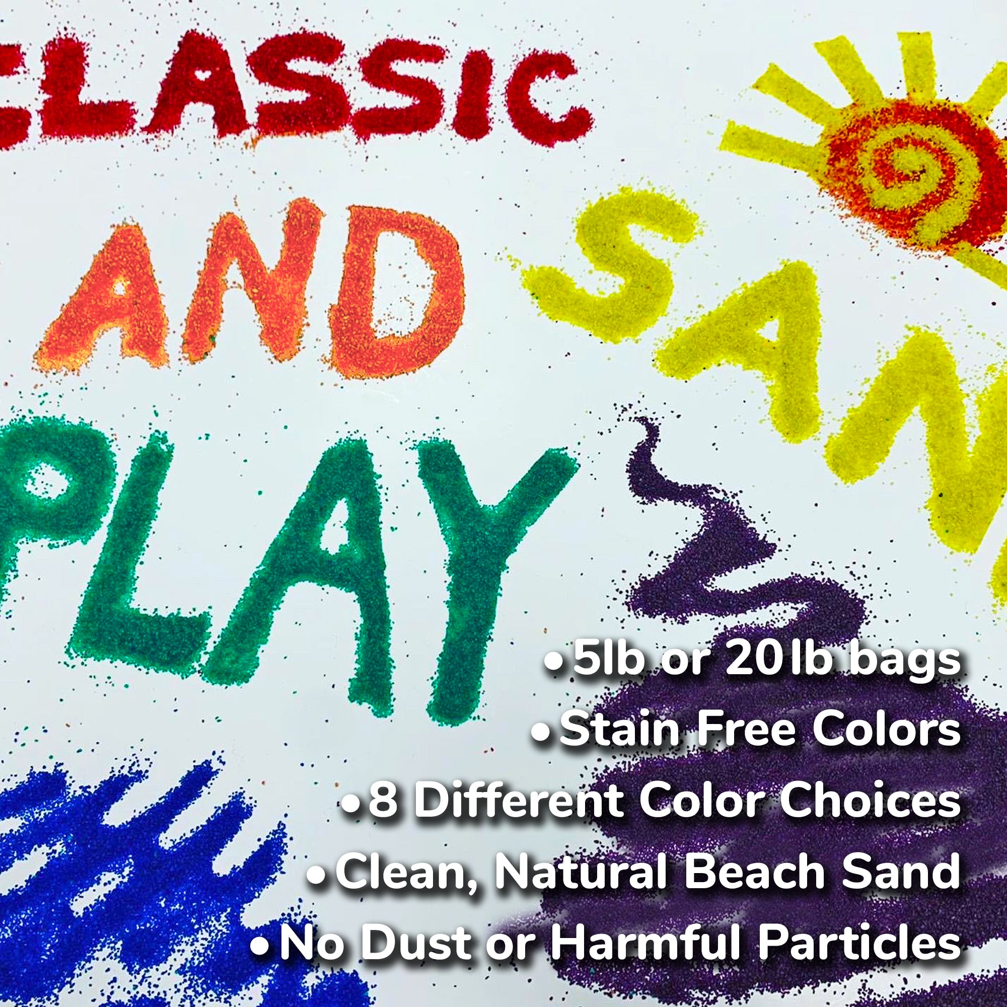Color Fun Sand Classic Sand and Play Colored Play Sand, 20 lb. Bag, Natural and Non-T ...