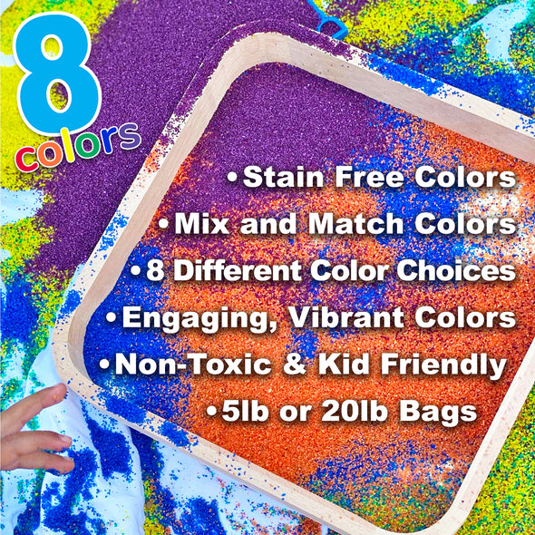 Classic Sand and Play Colored Play Sand, 20 lb. Bag, Natural and Non-Toxic, Fun Wet and Dry Indoor and Outdoor, Sandbox, Therapy, and Table Use