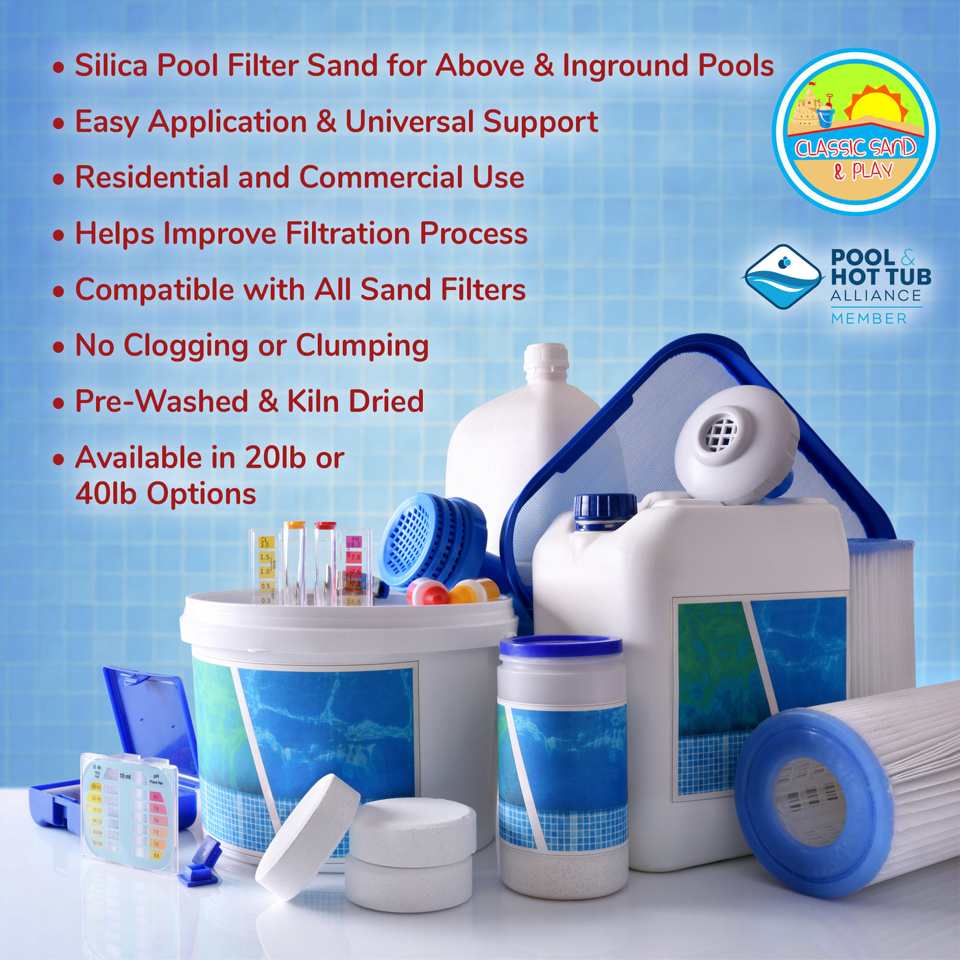 Pool Plap New CLASSIC SAND & PLAY Swimming Pool Filter Sand for Above & Inground ...