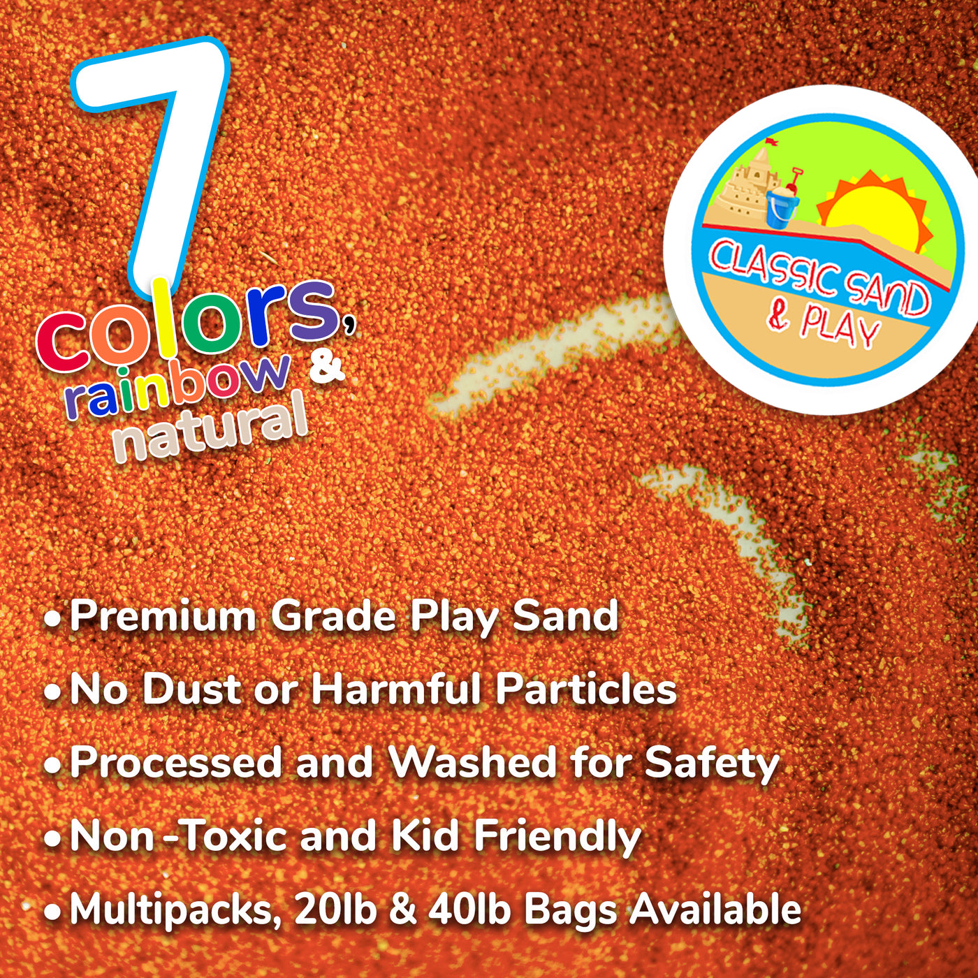 Color Fun Sand Classic Sand and Play Colored Play Sand, 20 lb. Bag, Natural and Non-T ...