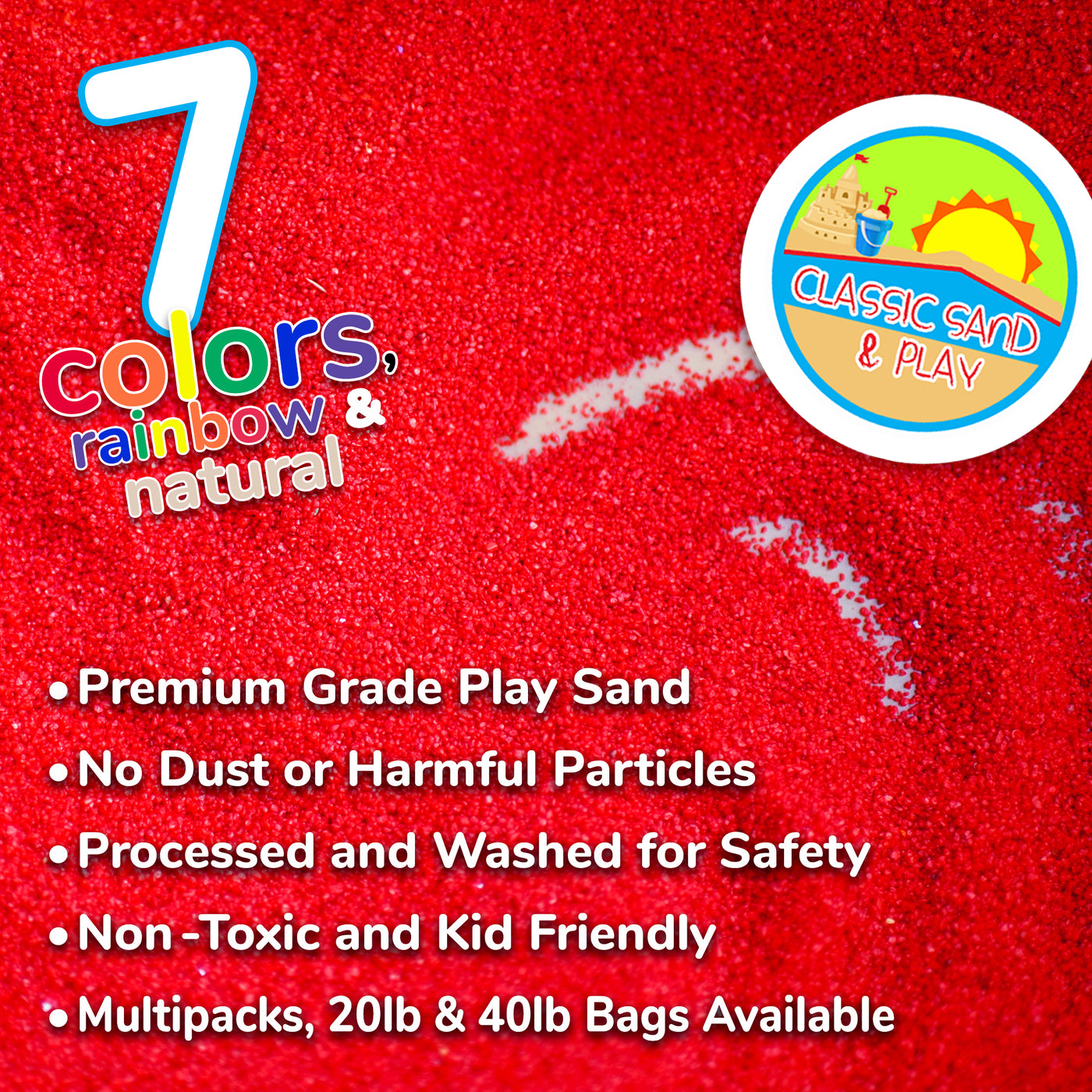 Color Fun Sand Classic Sand and Play Colored Play Sand, 20 lb. Bag, Natural and Non-T ...