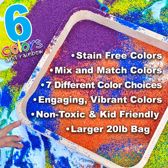 Classic Sand and Play Colored Play Sand Multipack, 6 Pack of 2.5 lb. Bags, Fun for Building, Sandbox, Therapy Tables, Arts and Crafts Use