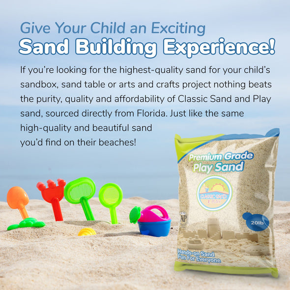 Classic Sand and Play Sand for Sandbox, Table, Therapy, and Outdoor Use, 20 lb. Bag, Natural, Non-Toxic