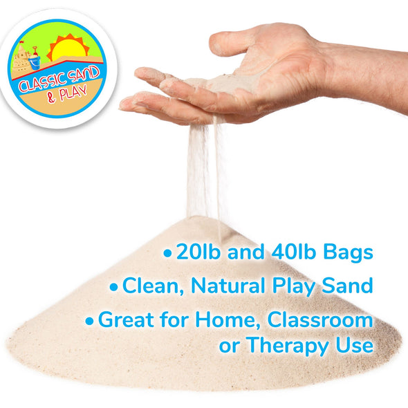 Classic Sand and Play Sand for Sandbox, Table, Therapy, and Outdoor Use, 40 lb. Bag, Natural, Non-Toxic