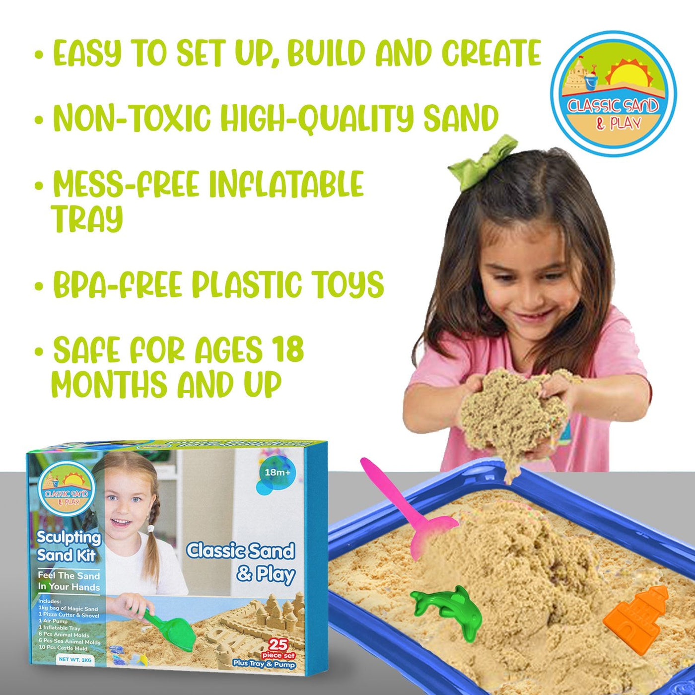 1 Set Play Sand Set 150g Of Sand Toys Magic Sand Kit 2 Design Molds Clay  Activities Arts And Crafts Stress Relief Toy Birthday Gift (Random  Delivery)